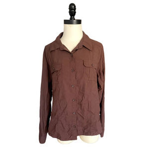 REI Women's Button Down Hiking Shirt UPF30+ Lightweight Roll Tab Sleeves Size L